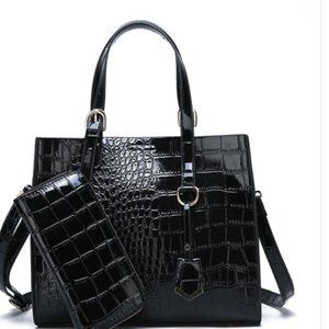 Black Alligator Print  2 PC. Hand Bag
